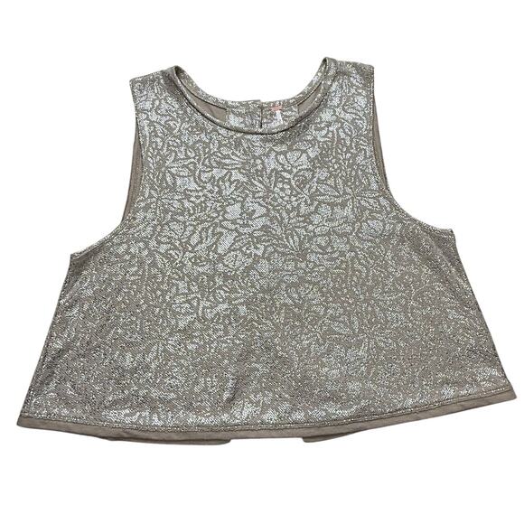 Free People Metallic Floral Cropped Tank Top - Picture 2 of 8